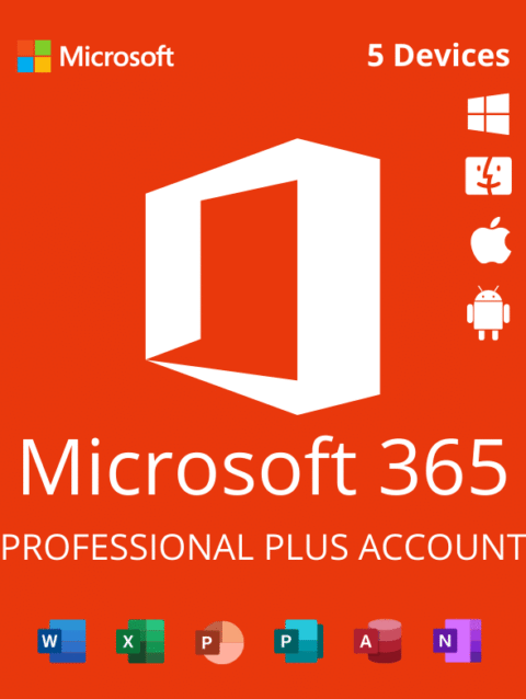 Microsoft 365 Professional Plus Account – 5 Devices – 1 Year Subscription
